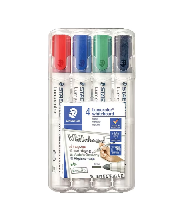 Staedtler Lumocolor Whiteboard Markers Bullet - Assorted (4 Pack)
