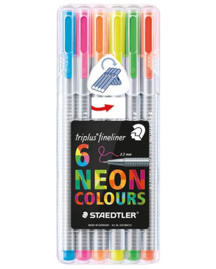 Staedtler Triplus Fineliner - Assorted Neon Colours (6 Pack)