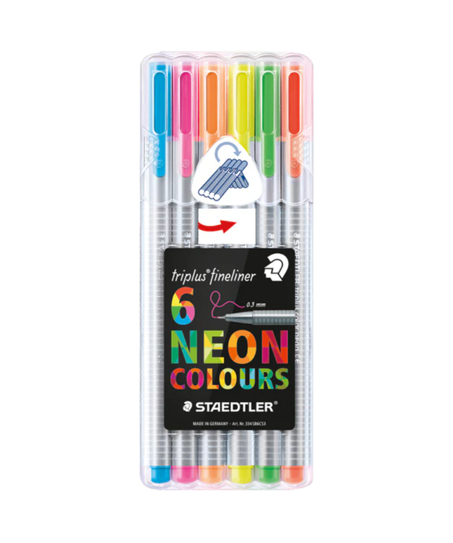 Staedtler Triplus Fineliner - Assorted Neon Colours (6 Pack)