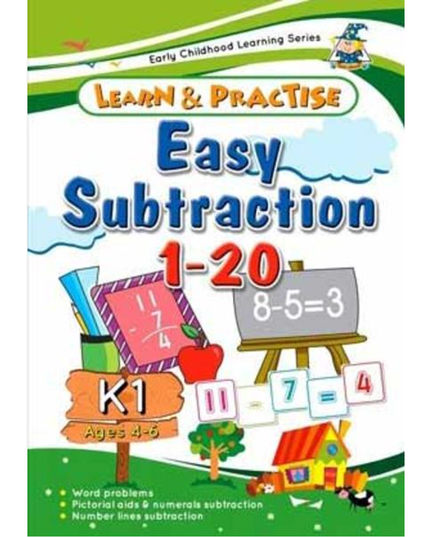 Learn & Practise Workbook Easy Subtraction 1 - 20 K1 (Ages 4 - 6)