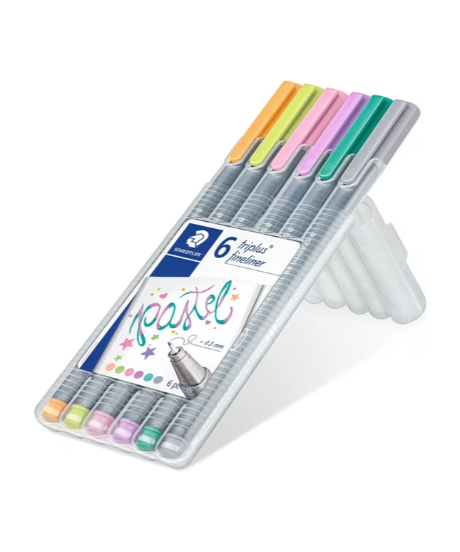 Markers Colouring Staedtler Triplus Fibre Tip Pastel Assorted Wallet/6