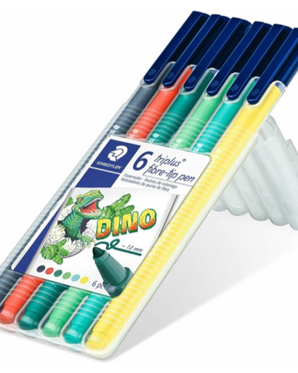 Markers Colouring Staedtler Triplus Fibre Tip Dino Assorted Wallet/6