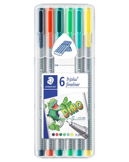 Staedtler Triplus 0.3mm Fineliner 334 Dino 6 Pack