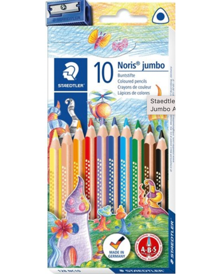 Staedtler® Noris® jumbo triangular coloured pencils + sharpener - assorted 10's