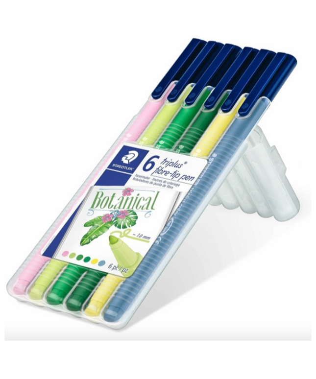 Markers Colouring Staedtler Triplus Fibre Tip Botanical Assorted Wallet/6