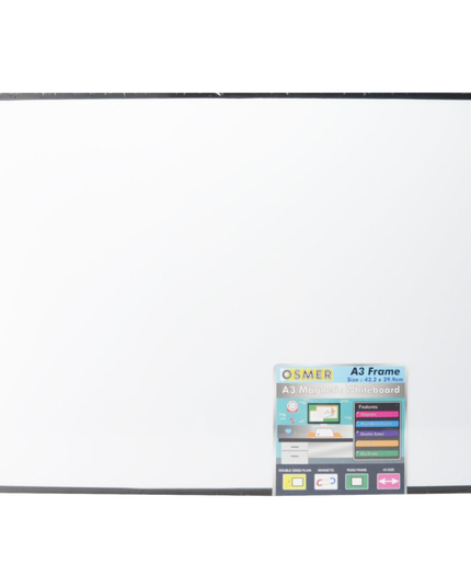 Osmer A3 Magnetic Whiteboard Doubled Sided with Frame