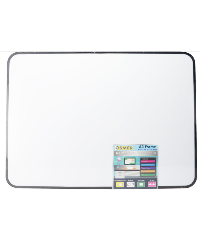 Osmer A3 Magnetic Whiteboard Doubled Sided with Frame
