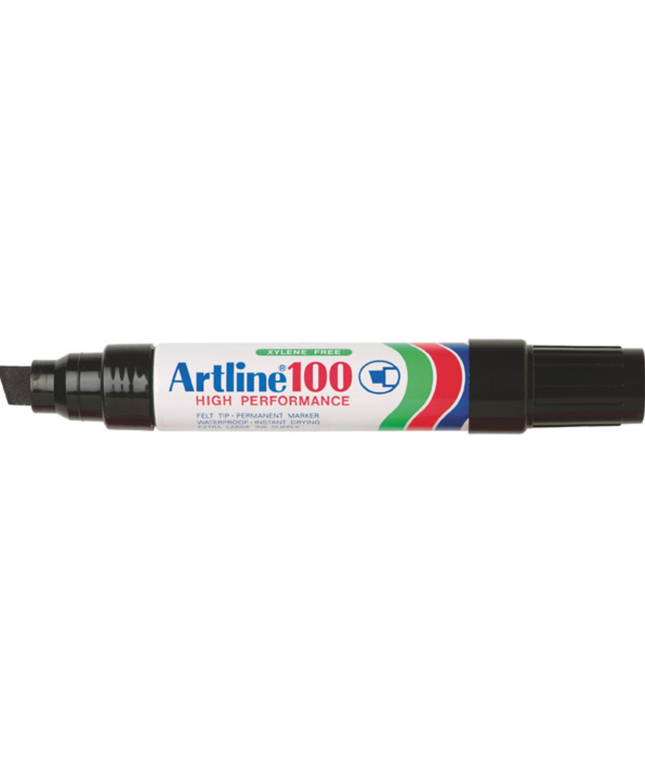 ARTLINE 100 PERMANENT MARKER 12MM CHISEL NIB BLACK