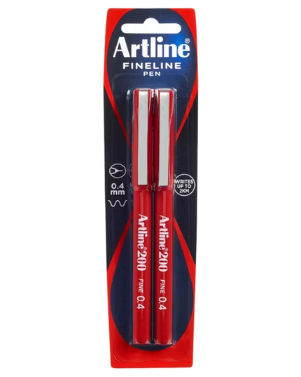 ARTLINE 200 FINELINER RED PACK 2