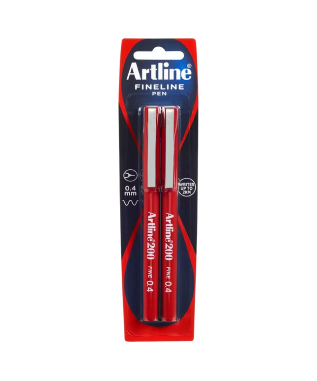 ARTLINE 200 FINELINER RED PACK 2