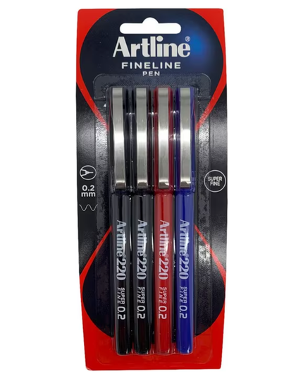 ARTLINE 220 PEN 0.2 ASSORTED 4 PACK