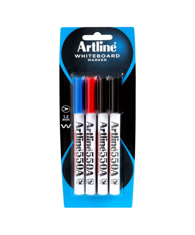 ARTLINE 550A WHITEBOARD MARKERS 4 PACK ASSORTED