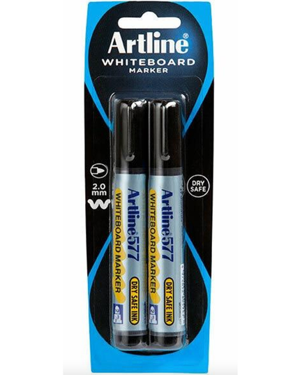ARTLINE 577 WHITEBOARD MARKER 2 PACK BLACK HS