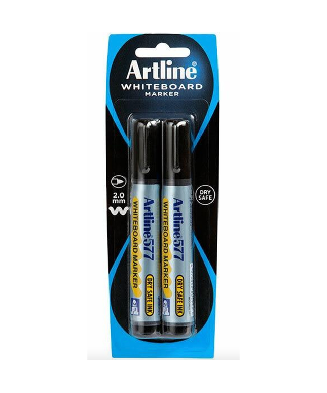 ARTLINE 577 WHITEBOARD MARKER 2 PACK BLACK HS