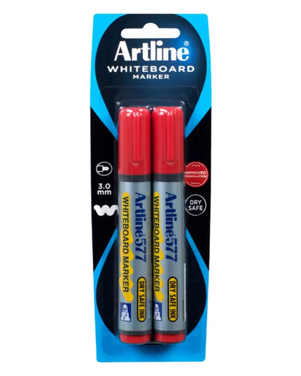 ARTLINE 577 WHITEBOARD MARKER 2 PACK RED HS