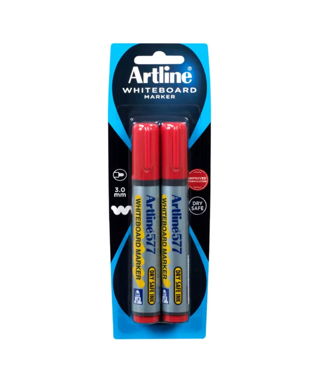 ARTLINE 577 WHITEBOARD MARKER 2 PACK RED HS