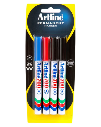 Artline 700 Permanent Marker Assorted 4 Pack