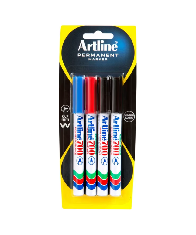 Artline 700 Permanent Marker Assorted 4 Pack