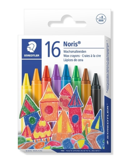 STAEDTLER NORIS CLUB WAX CRAYONS - BOX OF 16 ASSORTED COLOURS