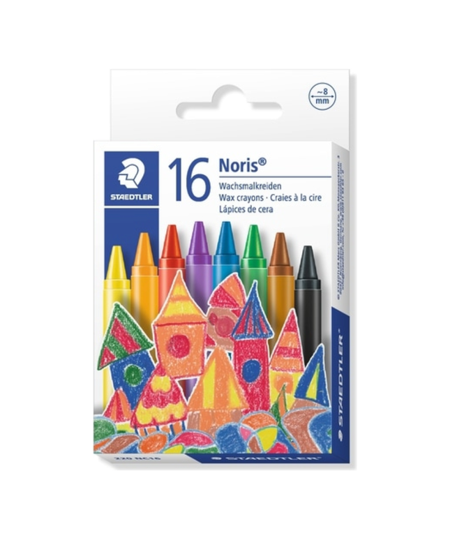 STAEDTLER NORIS CLUB WAX CRAYONS - BOX OF 16 ASSORTED COLOURS