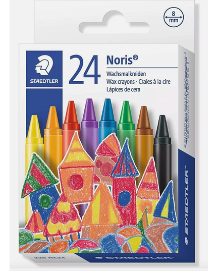 STAEDTLER NORIS CLUB WAX CRAYONS - BOX OF 24 ASSORTED COLOURS