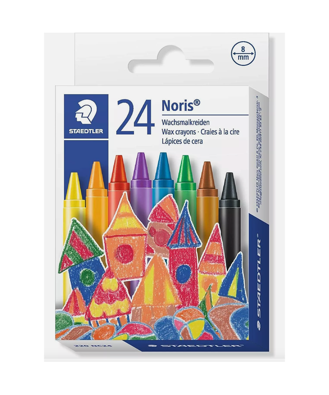 STAEDTLER NORIS CLUB WAX CRAYONS - BOX OF 24 ASSORTED COLOURS