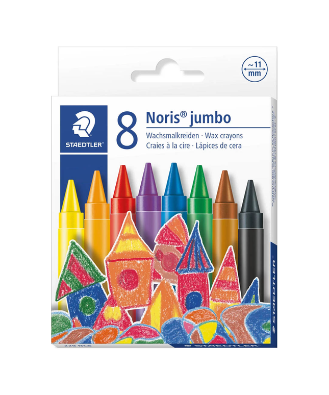 STAEDTLER 229 NORIS JUMBO WAX CRAYONS ASSORTED PACK 8