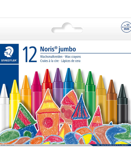 STAEDTLER 229 NORIS JUMBO WAX CRAYONS ASSORTED PACK 12