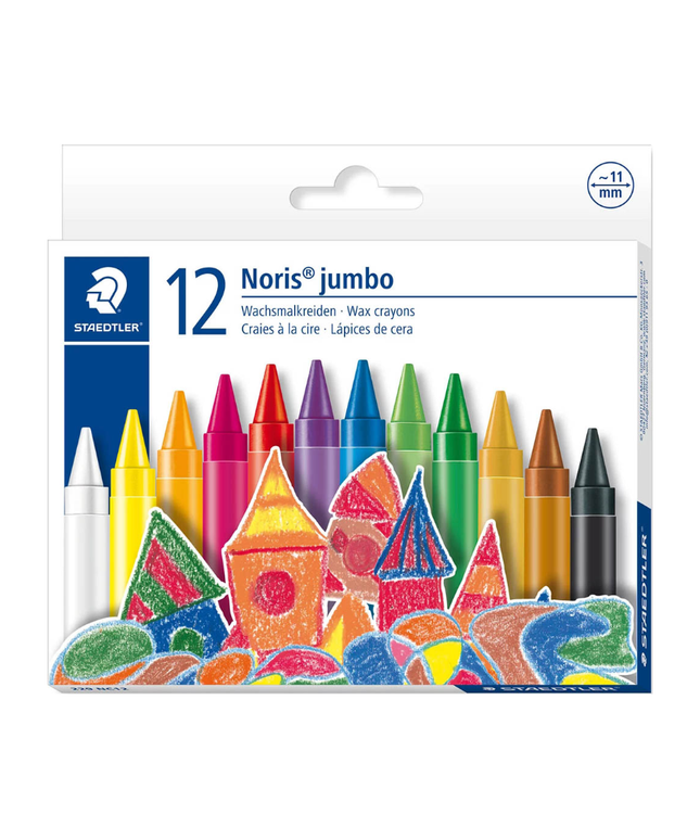 STAEDTLER 229 NORIS JUMBO WAX CRAYONS ASSORTED PACK 12