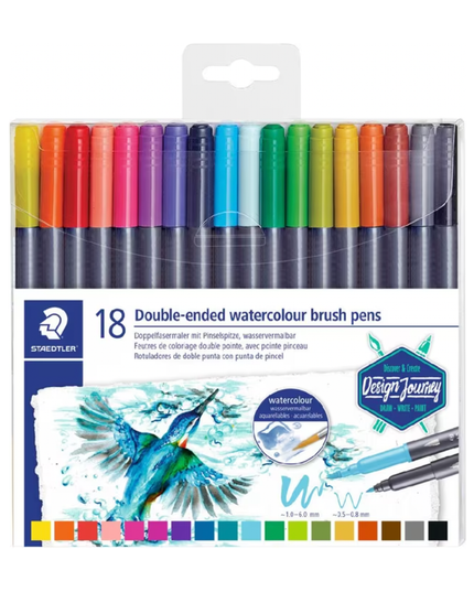 Staedtler Marsgraphic Duo Watercolour Brush Pens 18 Pack