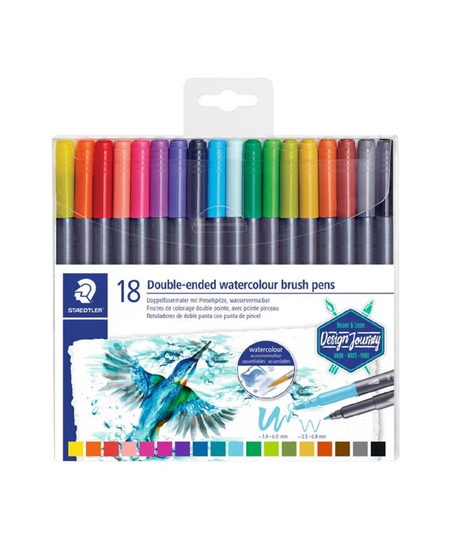 Staedtler Marsgraphic Duo Watercolour Brush Pens 18 Pack