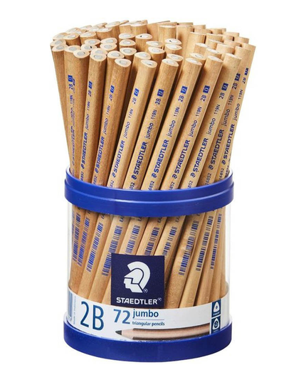 STAEDTLER NATURAL JUMBO TRIANGULAR PENCIL 2B TUB 72