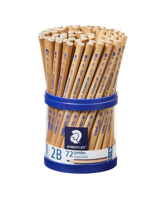 STAEDTLER NATURAL JUMBO TRIANGULAR PENCIL 2B TUB 72
