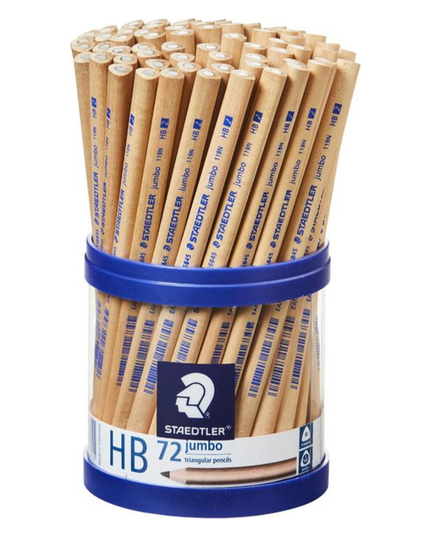STAEDTLER NATURAL JUMBO TRIANGULAR PENCIL HB TUB 72