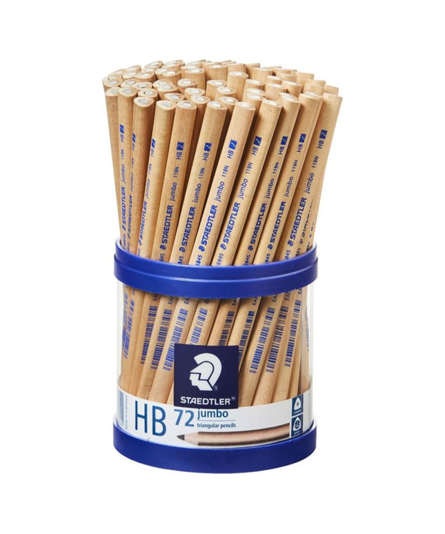 STAEDTLER NATURAL JUMBO TRIANGULAR PENCIL HB TUB 72