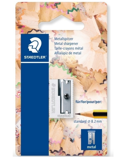 STAEDTLER 510 SINGLE HOLE METAL SHARPENER FOR STANDARD SIZED GRAPHITE PENCILS - BLISTERCARD 10
