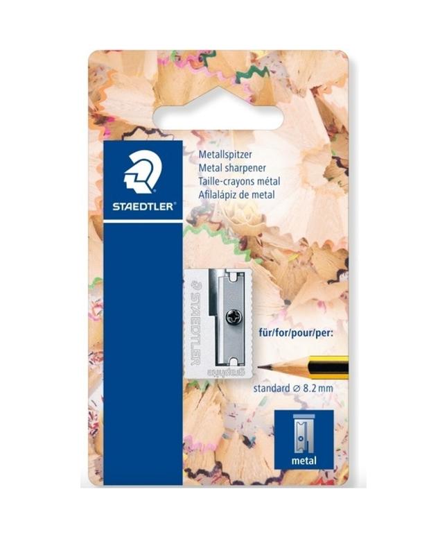 STAEDTLER 510 SINGLE HOLE METAL SHARPENER FOR STANDARD SIZED GRAPHITE PENCILS - BLISTERCARD 10