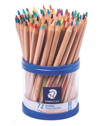 STAEDTLER JUMBO NATURAL COLOURED PENCIL - CUP OF 72 ASSORTED COLOURS