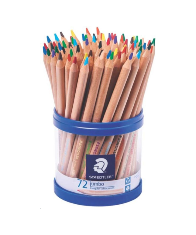 STAEDTLER JUMBO NATURAL COLOURED PENCIL - CUP OF 72 ASSORTED COLOURS