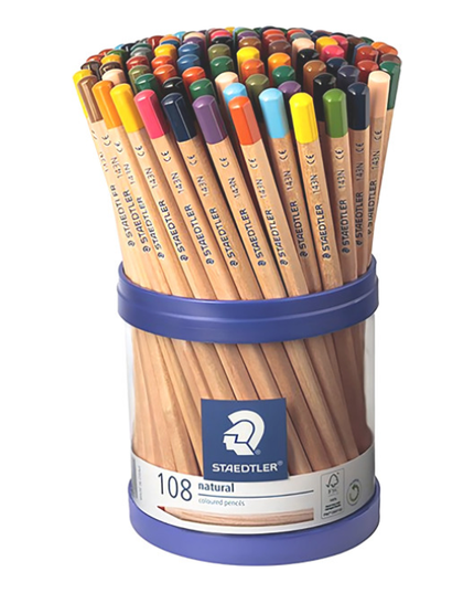 STAEDTLER NATURAL COLOURED PENCILS ASSORTED CUP 108
