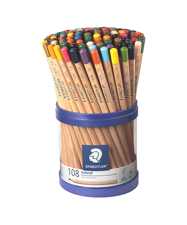 STAEDTLER NATURAL COLOURED PENCILS ASSORTED CUP 108