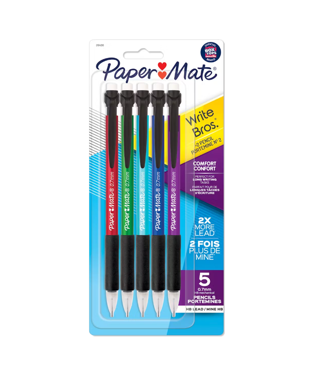 Paper Mate Write Bros Comfort Mechanical Pencils 0.7mm (5 Pack)