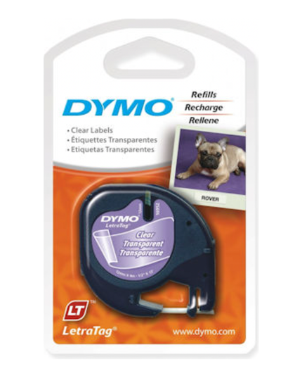 DYMO LetraTag Plastic Label Tape- Black on Clear