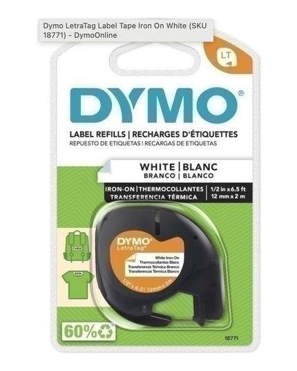 DYMO LetraTag Iron-On Label Tape- White