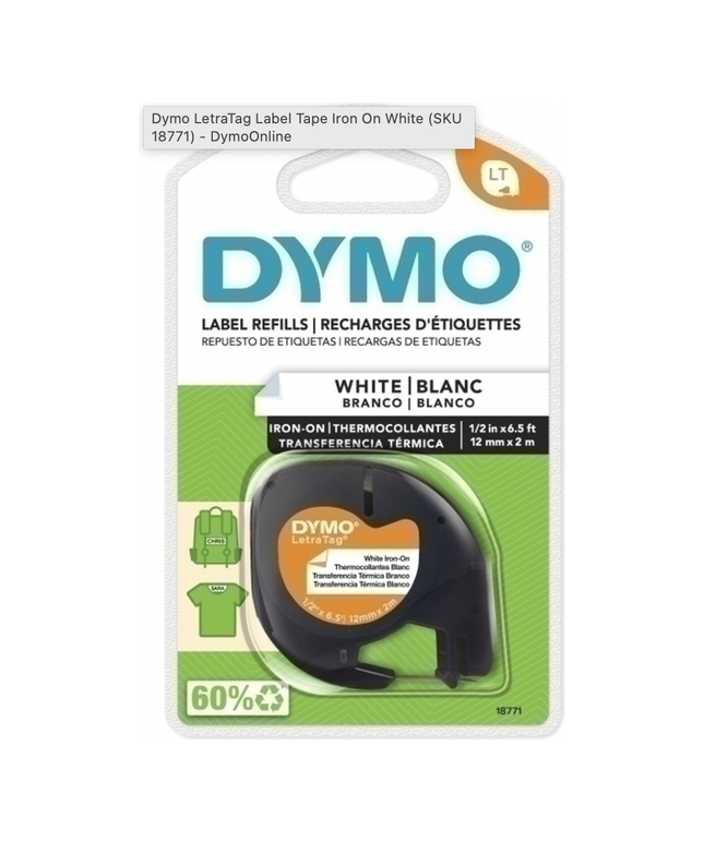 DYMO LetraTag Iron-On Label Tape- White
