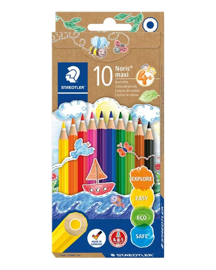 STAEDTLER NORIS CLUB MAXI LEARNER COLOURED PENCILS ASSORTED PACK 10