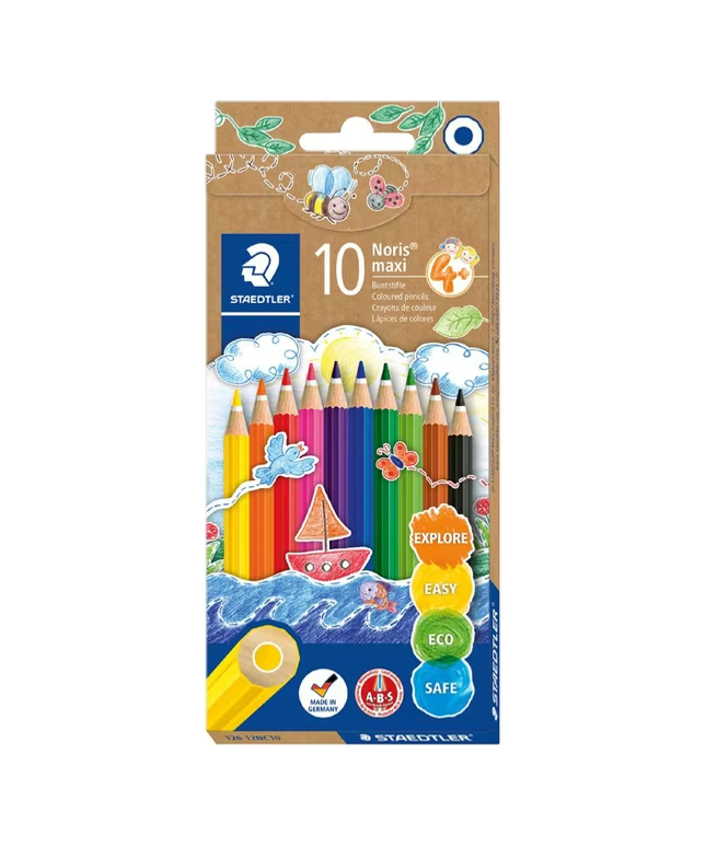 STAEDTLER NORIS CLUB MAXI LEARNER COLOURED PENCILS ASSORTED PACK 10