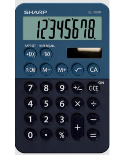 Sharp 8 Digit Handheld Calculator EL-760RBBL