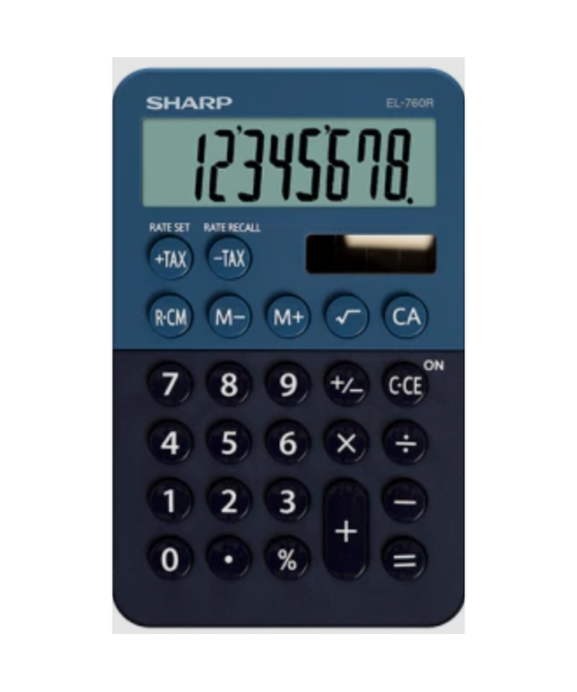 Sharp 8 Digit Handheld Calculator EL-760RBBL