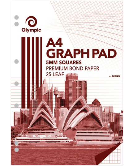 Olympic A4 Graph Pad 5mm Grid 25 Sheet
